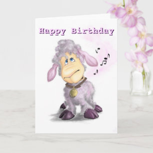 Happy Birthday Card Little Lamb with Bell