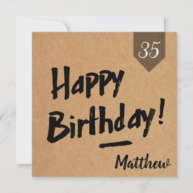 Happy Birthday card - Men - rustic kraft paper (Front)