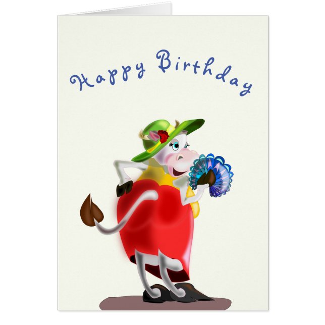 Happy Birthday Card Modern Cow Fun (Front)