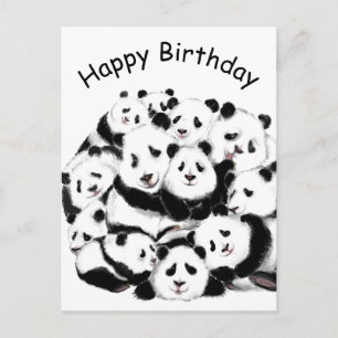 Happy Birthday Card Pandas Family Happy Hug