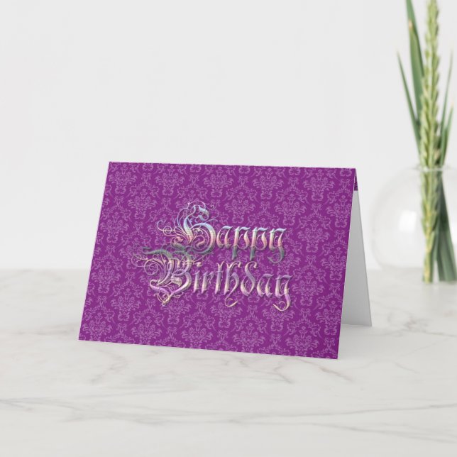 Happy Birthday Card Purple Graffiti Text (Front)