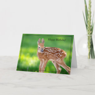 Happy Birthday Card White-Tailed Deer Fawn