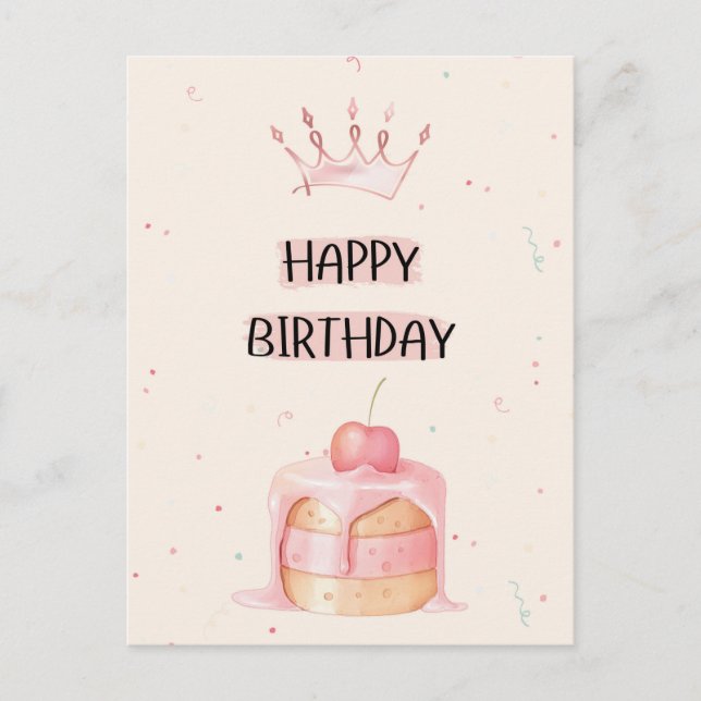 Happy Birthday Card with Cake (Front)