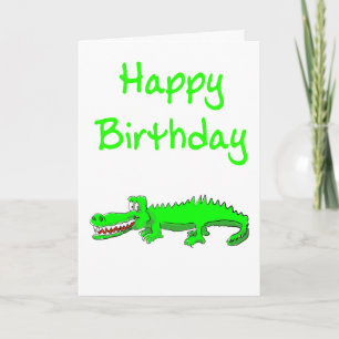 Happy Birthday card with cartoon crocodile