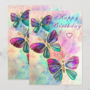 Happy Birthday Card with Colourful Butterflies