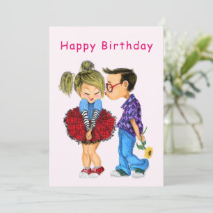 Happy Birthday Card with Cute Couple