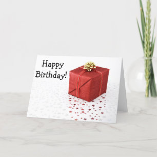 Happy Birthday Card with Gift and Stars