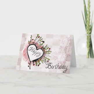Happy Birthday Card with Heart and Bouquet