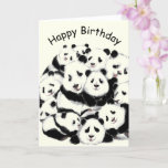 Happy Birthday Card with Panda Family Funny<br><div class="desc">Pandas Family Birthday Cards - MIGNED Painting Design</div>
