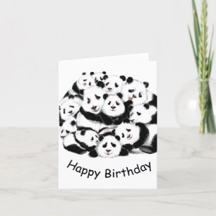 Happy Birthday Card with Pandas - Funny
