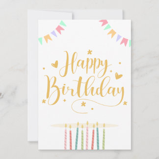 Happy Birthday Card with Pastel Candles and Buntin