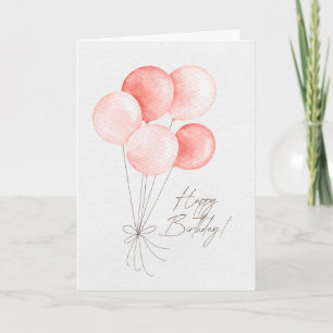 Happy Birthday card with Pink Balloons