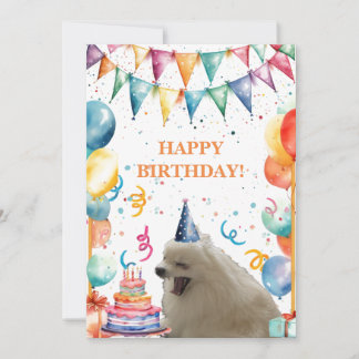 Happy Birthday Card With Pup, Cake, and Balloons