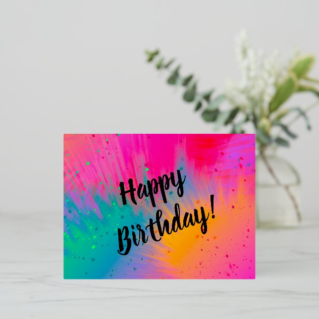 Happy Birthday Carnival Splatter Postcard  (Standing Front)