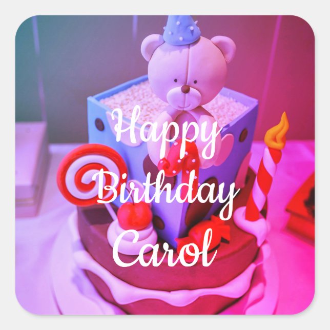 Happy Birthday Carol Square Sticker (Front)