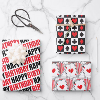 Happy Birthday Casino Gift Wrapping Paper Sheet
