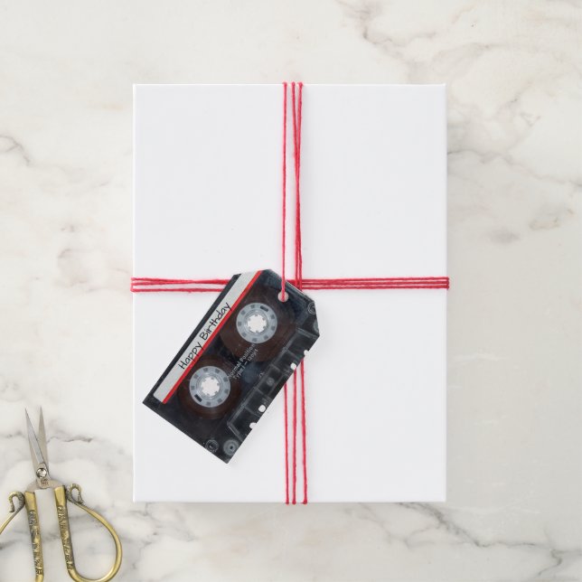 Happy Birthday Cassette Tape Gift Tags (With Twine)