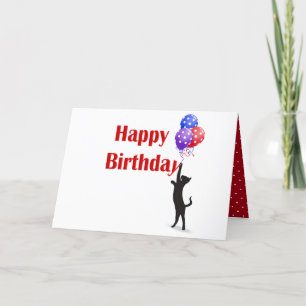 Happy Birthday cat and balloons Card