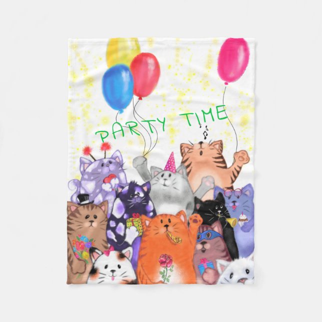 Happy Birthday Cat Baby Fleece Blanket (Front)