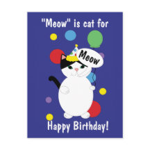 Happy Birthday Cat Colourful Funny Meow Personaliz