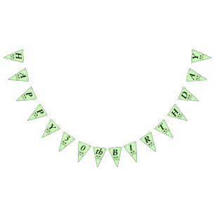 Happy Birthday Cat Face Bright Green eyes Bunting Flags