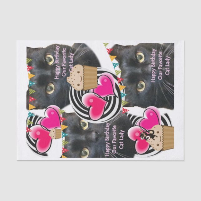 Happy Birthday Cat Lady Tissue Paper (Front)