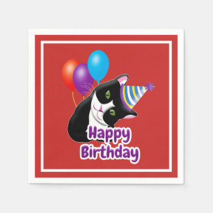 Happy Birthday Cat Napkin