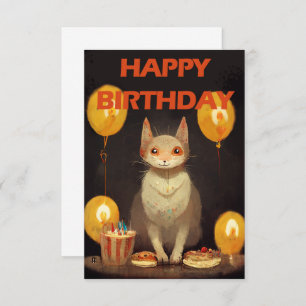Happy Birthday! - cat party RSVP Card