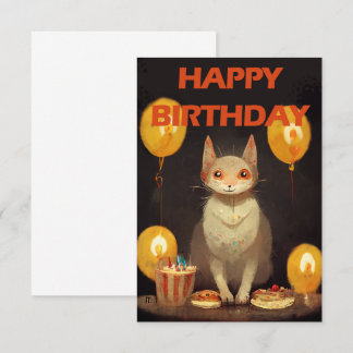Happy Birthday! - cat party RSVP Card