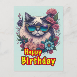 Happy Birthday Cat Postcard