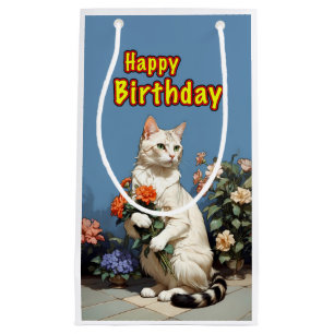 happy birthday cat small gift bag