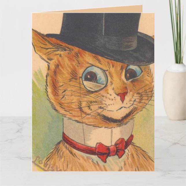 HAPPY BIRTHDAY CAT WEARING TOP HAT 4 HIM BIG CARD (Front)