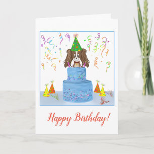Happy Birthday Cavalier King Charles With Cake Card