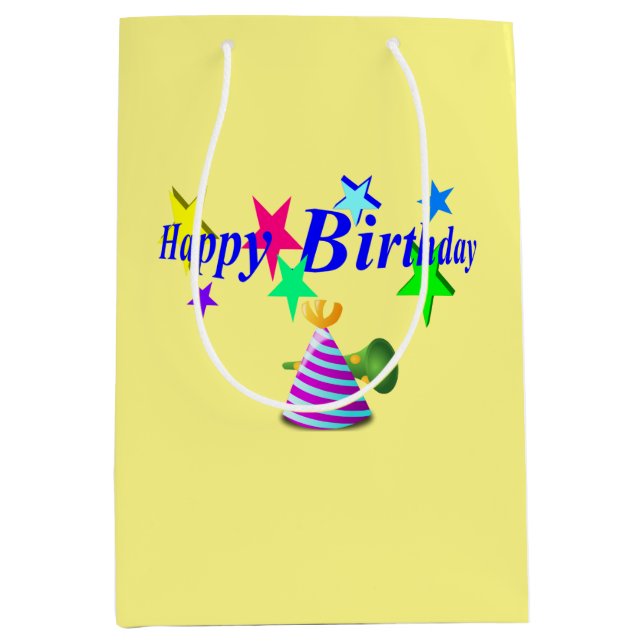 Happy Birthday, celebrate, Medium Gift Bag (Front)