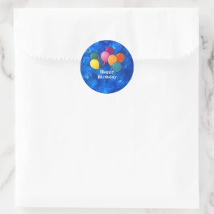 "Happy Birthday," Celebration Balloons Classic Round Sticker