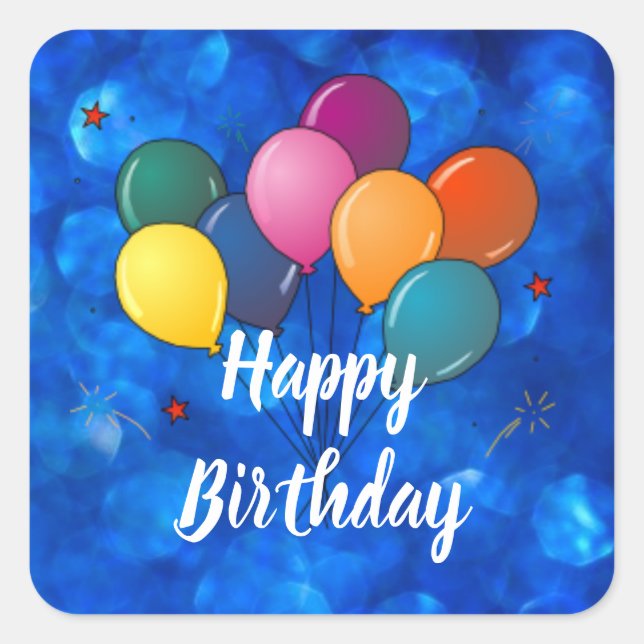 Happy Birthday Celebration Balloons Square Sticker (Front)