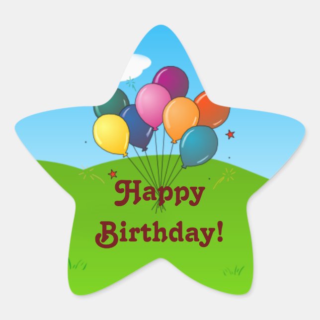 Happy Birthday! Celebration Balloons Star Sticker (Front)