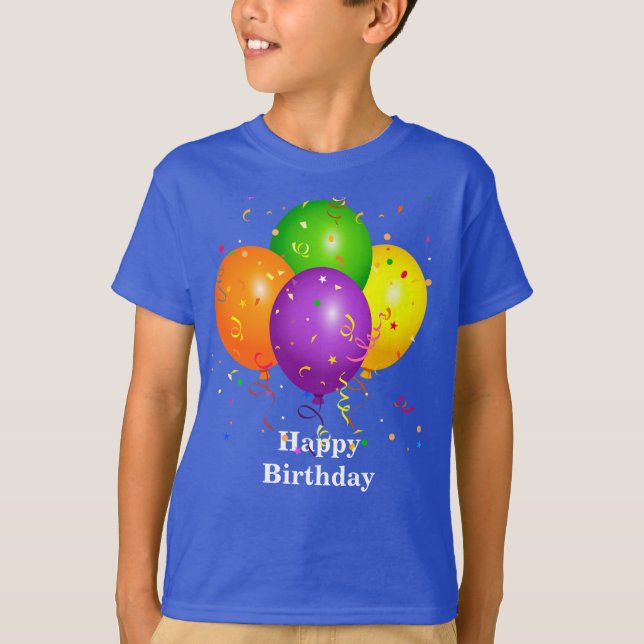 "Happy Birthday," Celebration Balloons T-Shirt (Front)