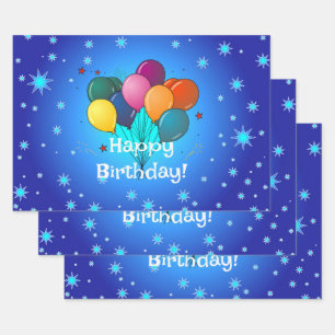 Happy Birthday Celebration Balloons Wrapping Paper Sheet