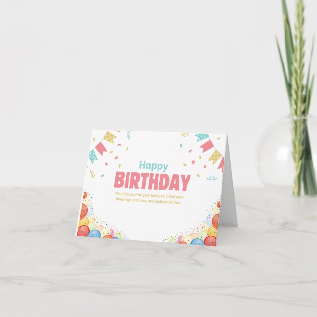 Happy Birthday Celebration Card – Colorful Balloon (Front)