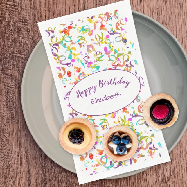 Happy Birthday Celebration Colorful Confetti Toss Napkin (Creator Uploaded)