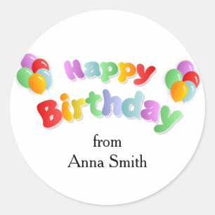 Happy Birthday Celebration Customizable Classic Round Sticker