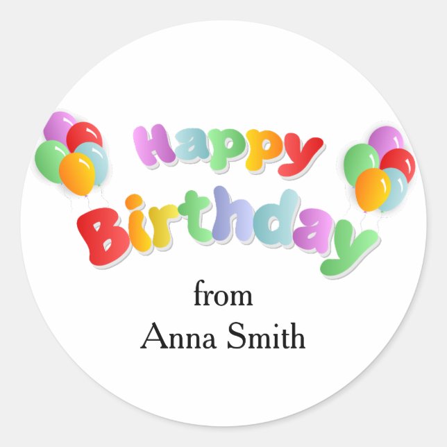 Happy Birthday Celebration Customizable  Classic Round Sticker (Front)