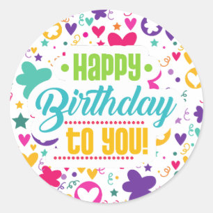 Happy Birthday Celebration Customizable Classic Round Sticker