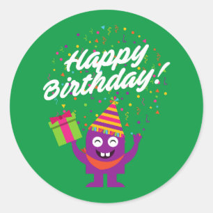 Happy Birthday Celebration Customizable  Classic Round Sticker