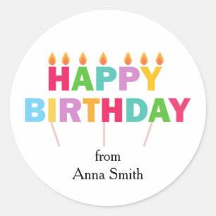 "Happy Birthday," Celebration Customizable Classic Round Sticker