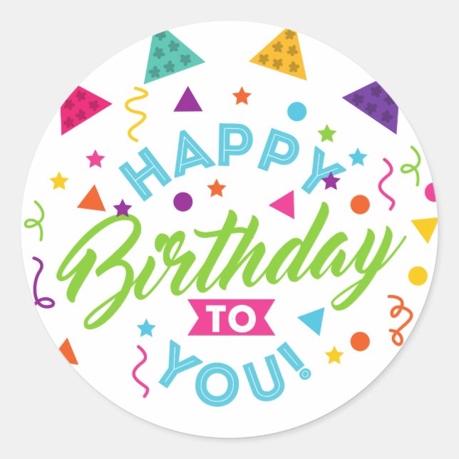 Happy Birthday Celebration Customizable  Classic Round Sticker (Front)