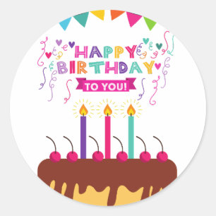 Happy Birthday Celebration Customizable  Classic Round Sticker