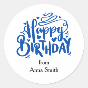 Happy Birthday Celebration Customizable  Classic Round Sticker