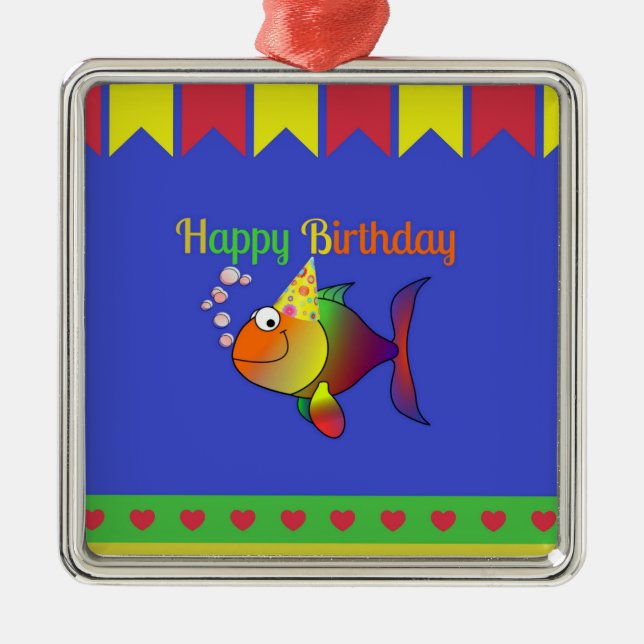 Happy Birthday Celebration  Metal Ornament (Front)